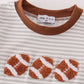 Brown football french knot stripe boy romper