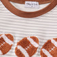 Brown football french knot stripe boy top