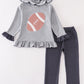 Grey football applique girl hoodie set