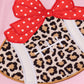 Pink leopard football applique girl set