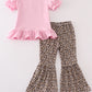 Pink leopard football applique girl set