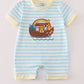 Blue stripe noah's ark applique boy romper