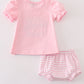 Pink noah's ark applique baby girl set