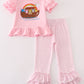 Pink stripe noah's ark applique girl set