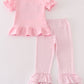 Pink stripe noah's ark applique girl set