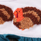 Brown plaid turkey french knot girl romper