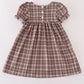 Brown plaid turkey french knot girl dress