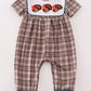 Brown plaid turkey french knot boy romper