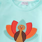 Green turkey applique girl set