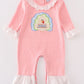 Pink turkey applique girl romper