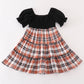 Rust plaid girl smocked dress