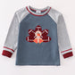 Blue turkey applique boy raglan top