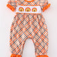 Orange turkey embroidery girl romper