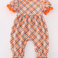 Orange turkey embroidery girl romper