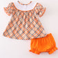 Orange turkey embroidery baby girl set