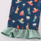 Navy nativity print ruffle pants set