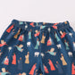 Navy nativity print ruffle pants set