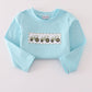 Blue tractor embroidery pants set