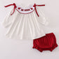 Maroon Alabama embroidery dot bloomer set