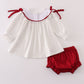 Maroon Alabama embroidery dot bloomer set
