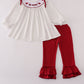 Maroon Alabama embroidery dot ruffle pants set