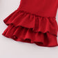 Maroon Alabama embroidery dot ruffle pants set