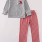Alabama embroidery gingham pullover & pants set