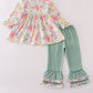 Floral print ruffle pants set