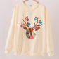 Beige reindeer sequin mom&me sweatshirt
