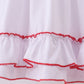 White bow ruffle gown