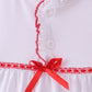 White bow ruffle gown