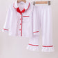 White ruffle pajamas pants set