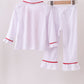 White ruffle pajamas pants set