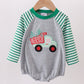 Green tree tractor applique stripe bubble