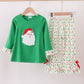 Green santa claus applique ruffle pants set
