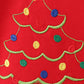Red tree embroidery plaid ruffle bubble
