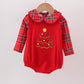 Red tree embroidery plaid bubble set