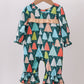Green tree print ruffle romper