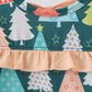 Green tree print ruffle romper