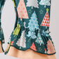 Green tree print ruffle romper