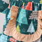 Green tree print ruffle dress