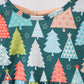 Green tree print ruffle dress