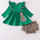 Forest tree applique leopard ruffle bloomer set