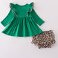 Forest tree applique leopard ruffle bloomer set