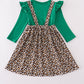 Forest tree applique leopard ruffle skorts set