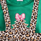 Forest tree applique leopard ruffle skorts set