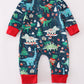 Green dinosaur print romper