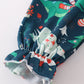 Green dinosaur print ruffle gown