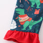 Green dinosaur print ruffle pants set
