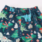 Green dinosaur print ruffle pants set